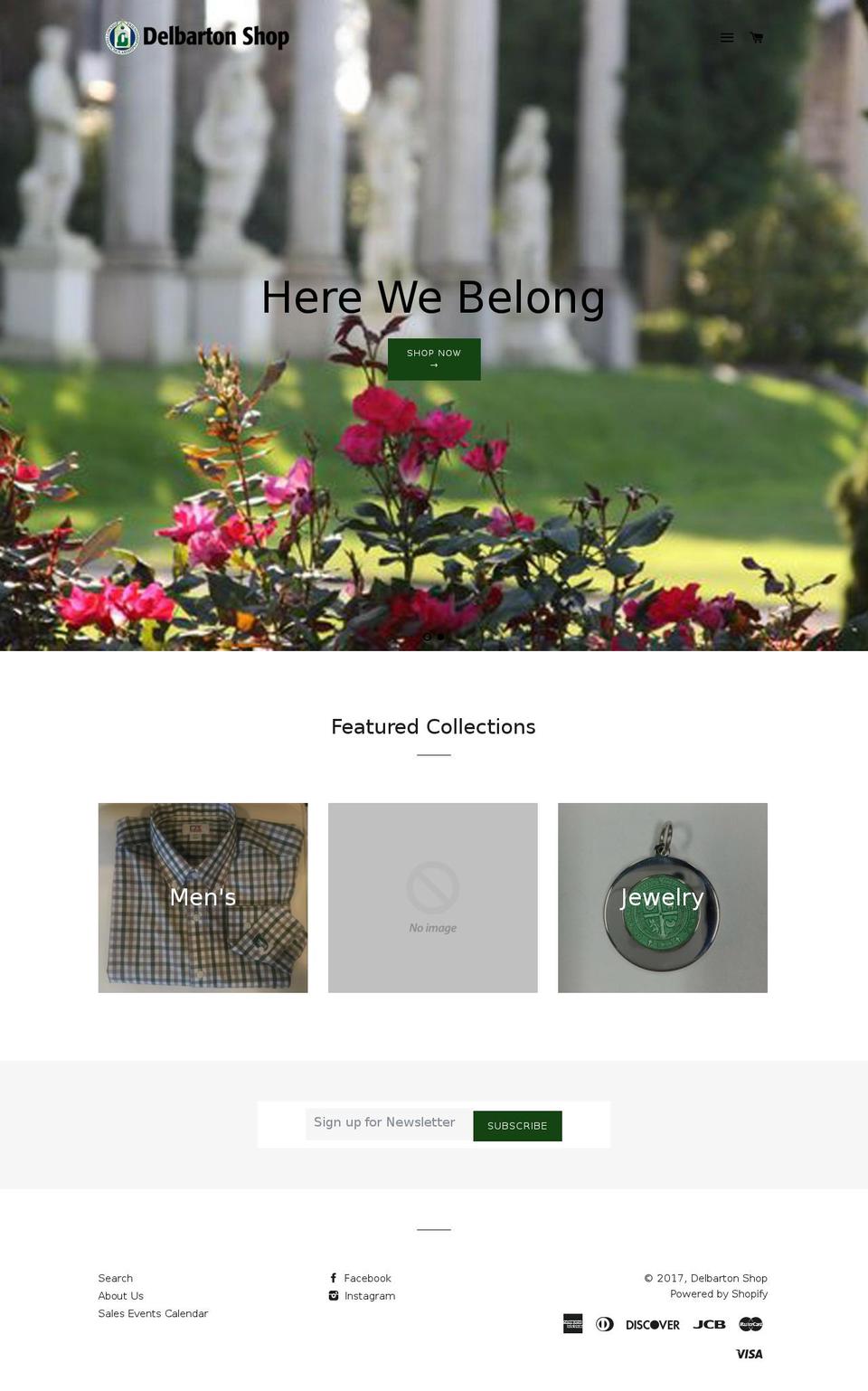 delbartonshop.org shopify website screenshot