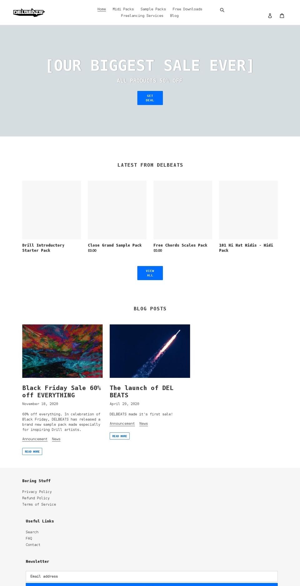 delbeats.com shopify website screenshot