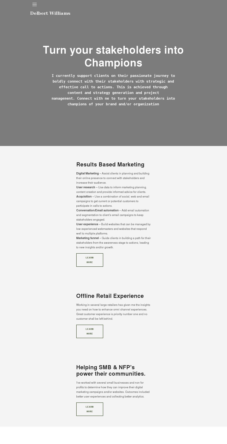delbertwilliams.com shopify website screenshot