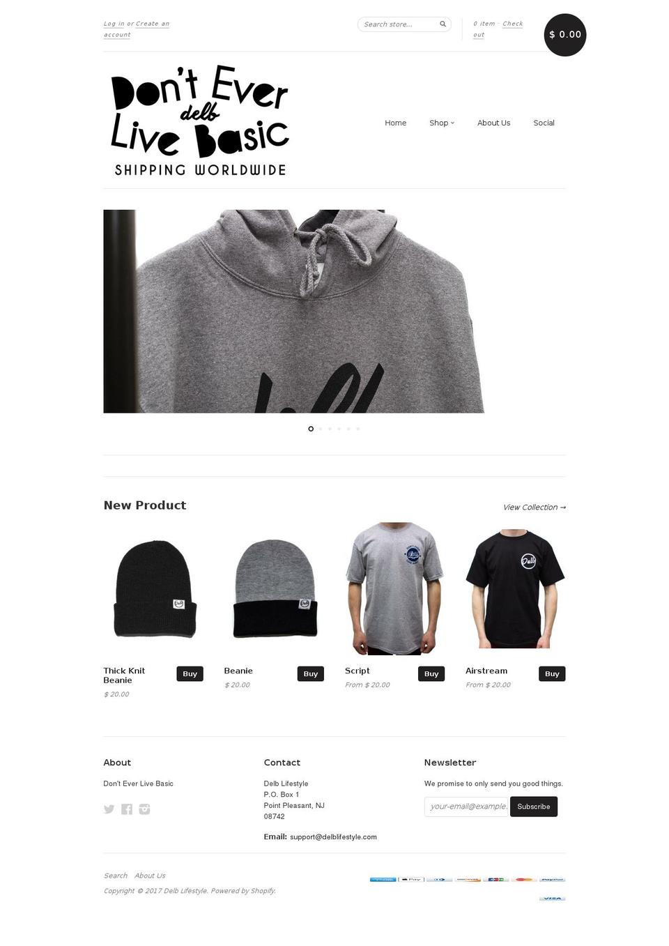 new standard Shopify theme site example delblifestyle.com