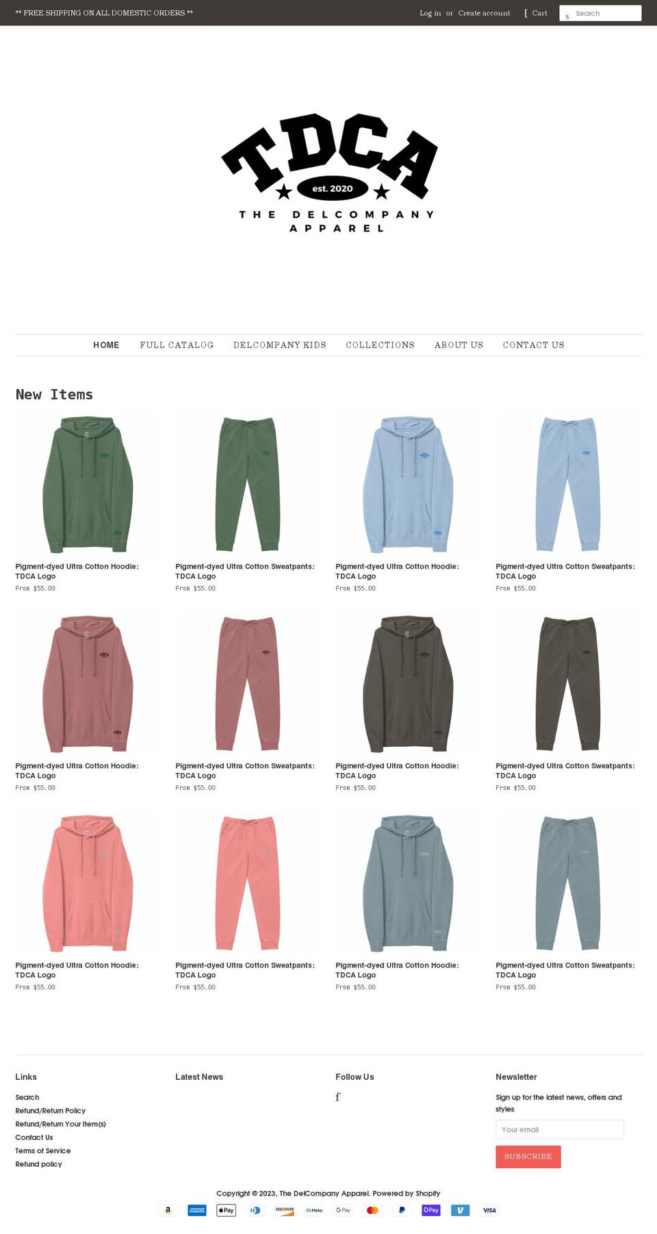 delcompanystore.com shopify website screenshot