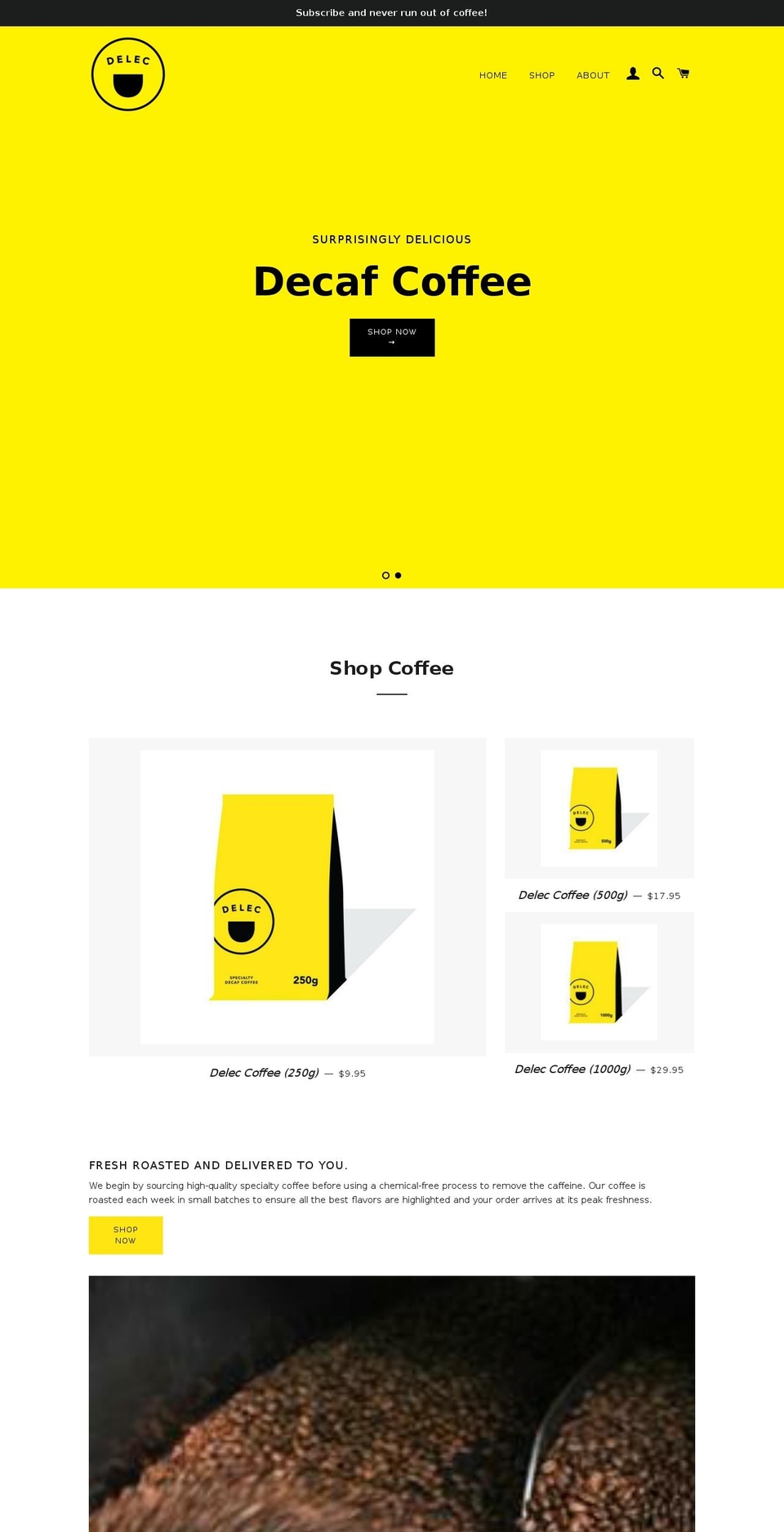 delec.coffee shopify website screenshot