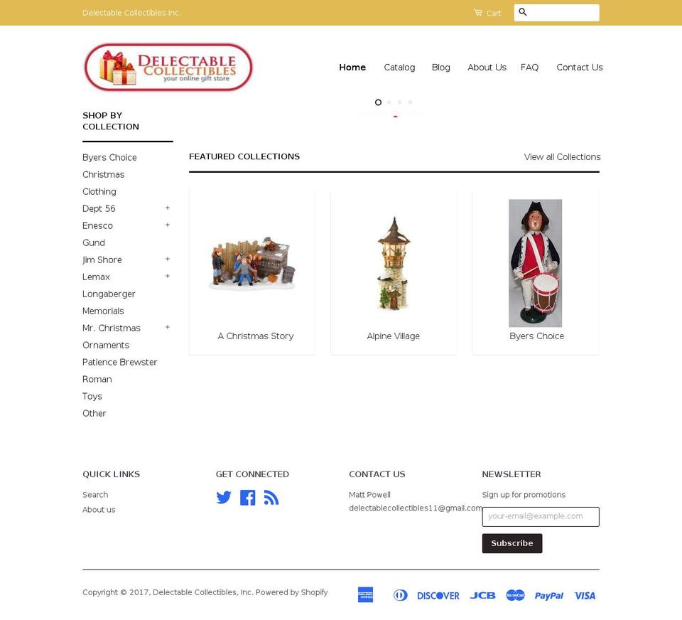 delectablecollectiblesinc.com shopify website screenshot