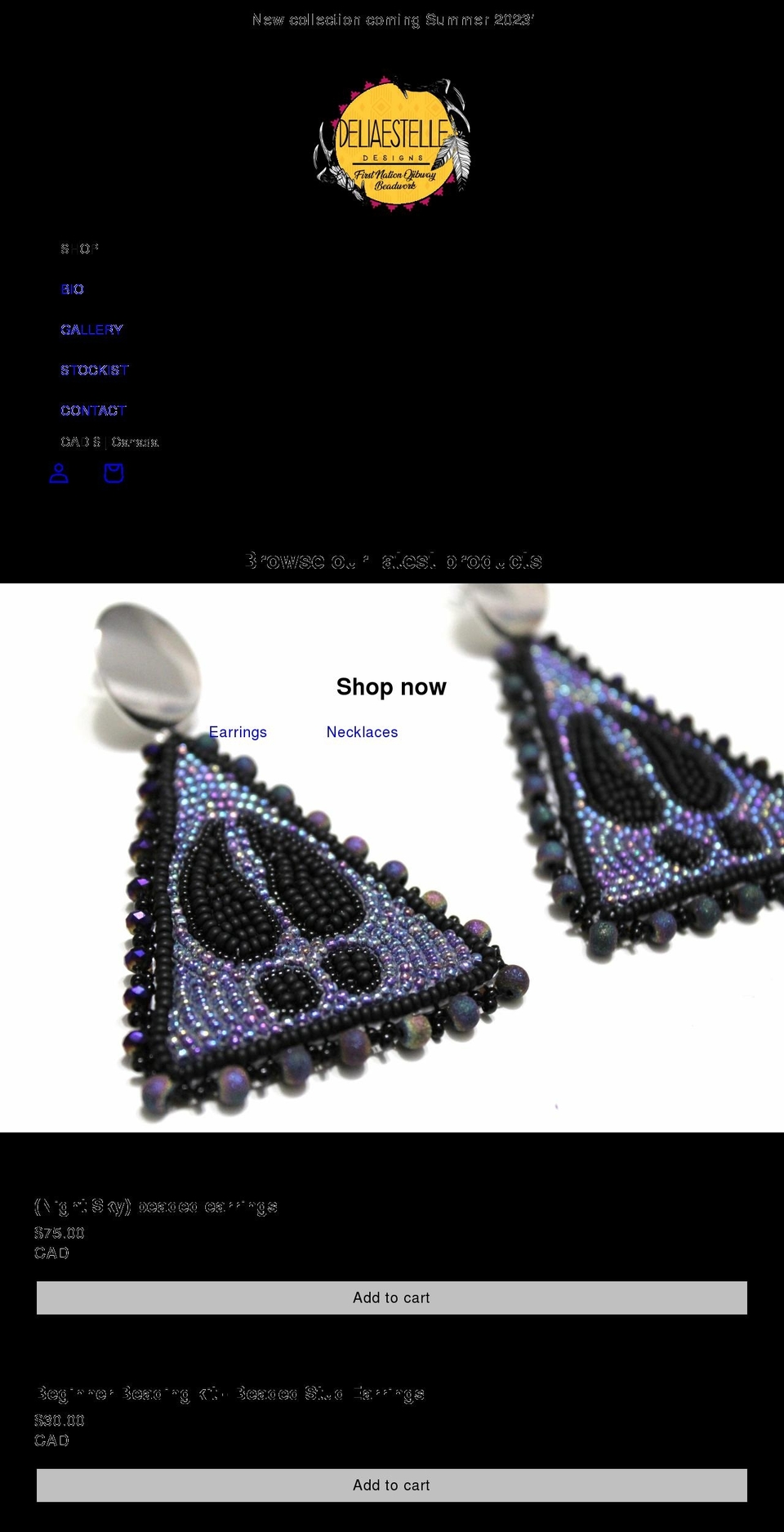 deliaestelledesigns.com shopify website screenshot