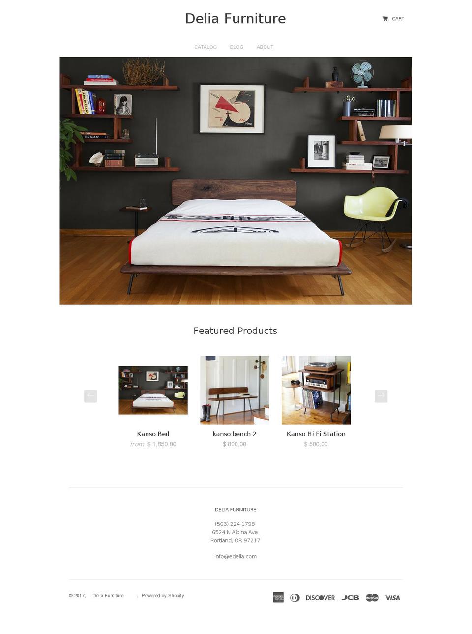 deliafurniture.com shopify website screenshot