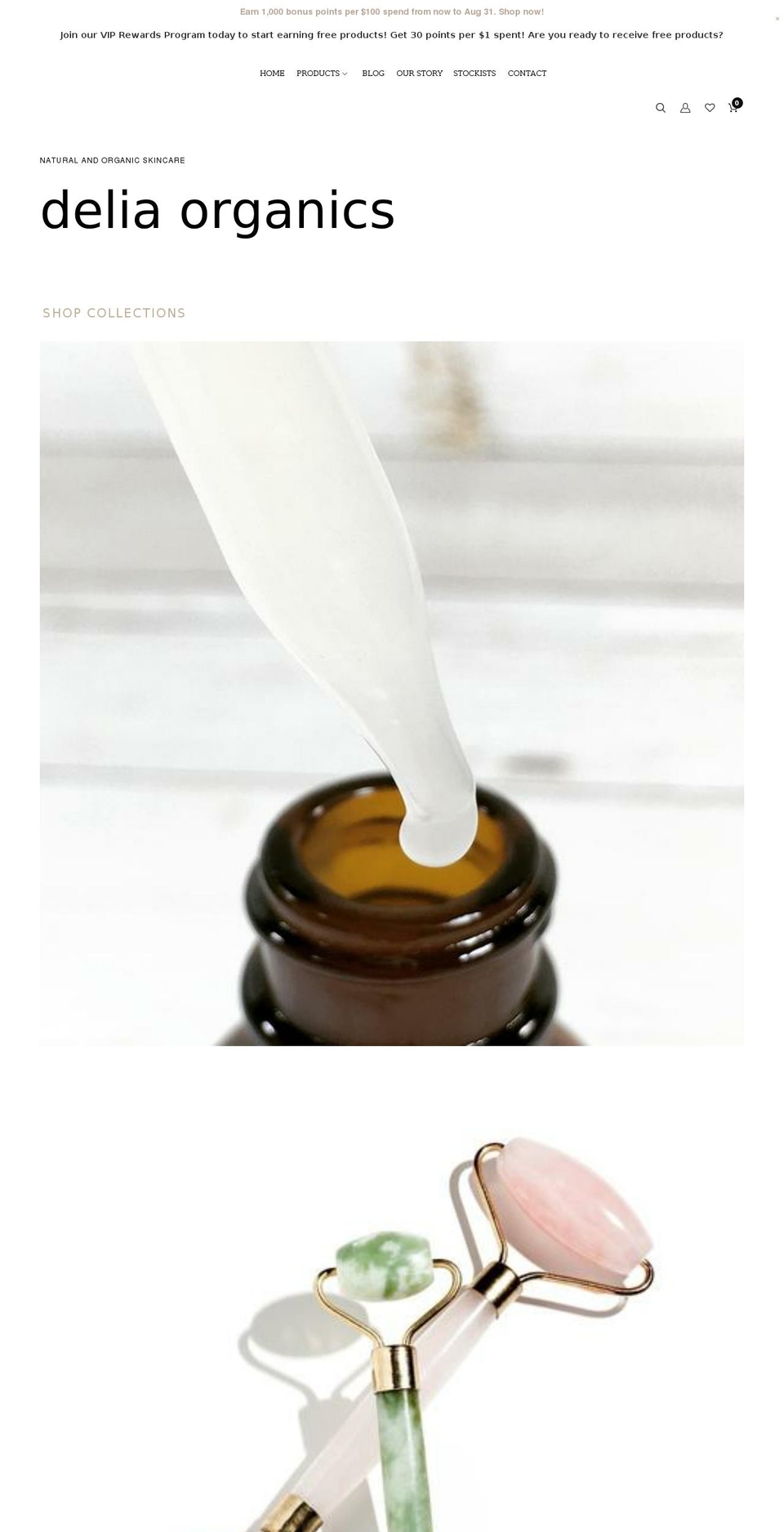 deliaorganics.com shopify website screenshot