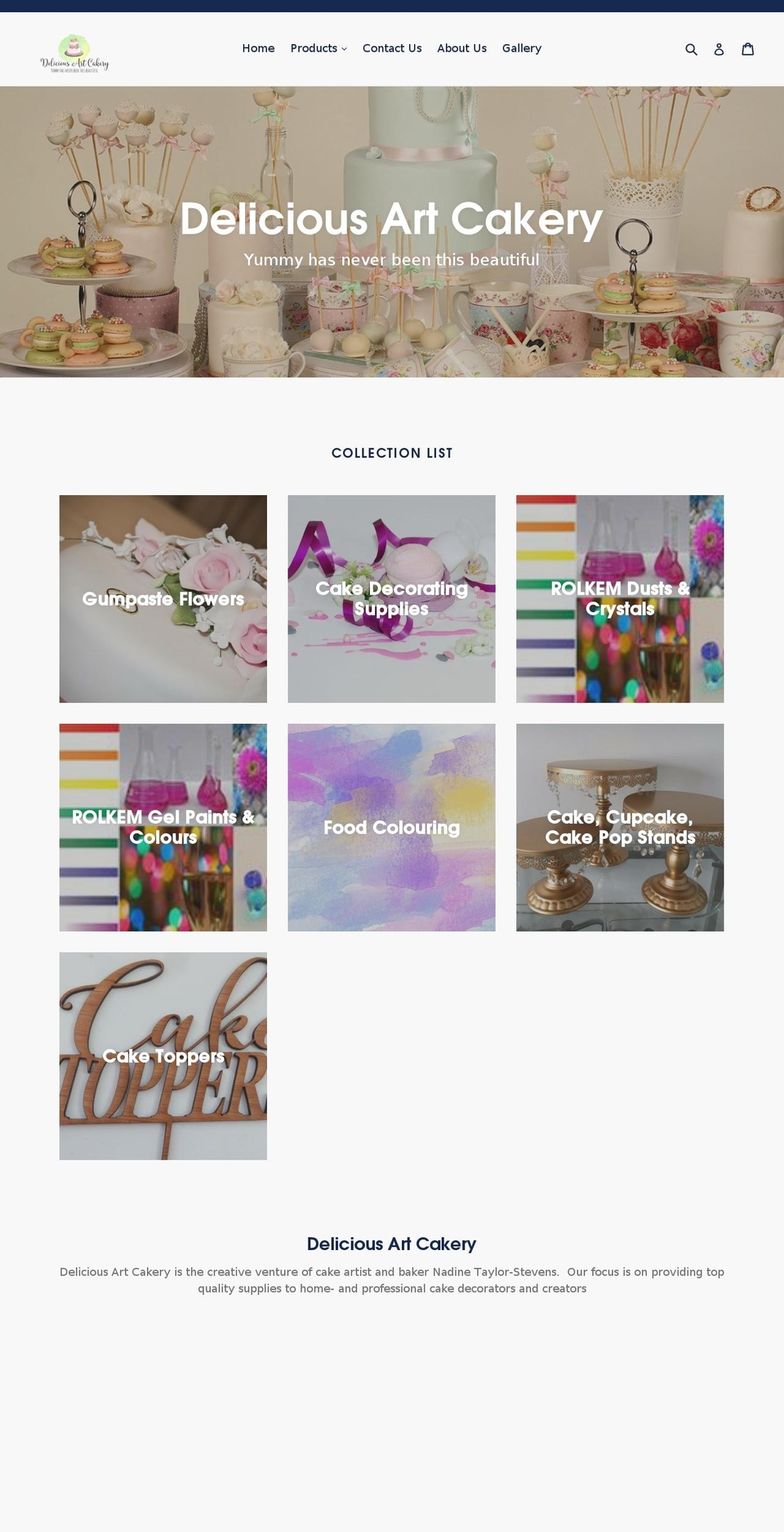 deliciousartcakery.co.nz shopify website screenshot