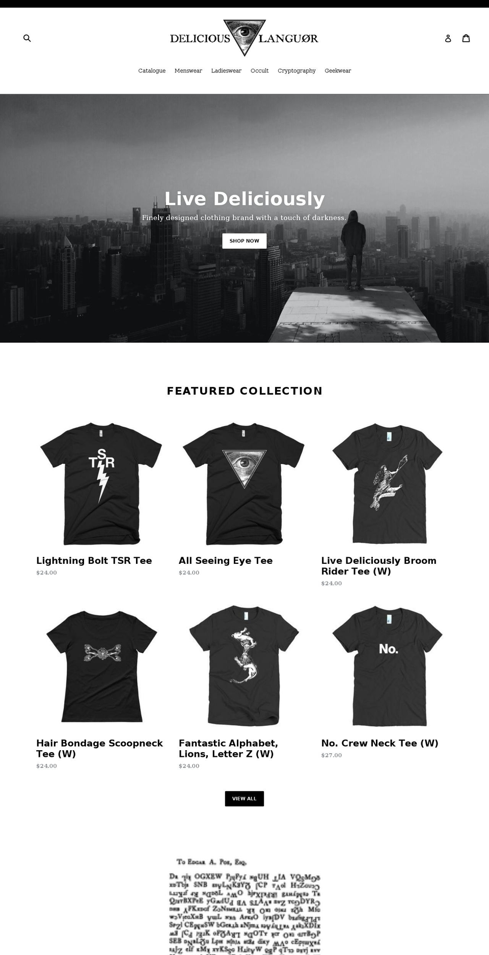 deliciouslanguor.com shopify website screenshot