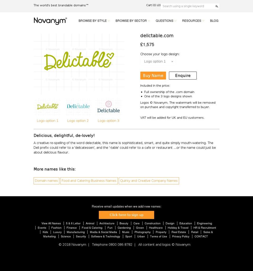 delictable.com — Shopify storefront screenshot