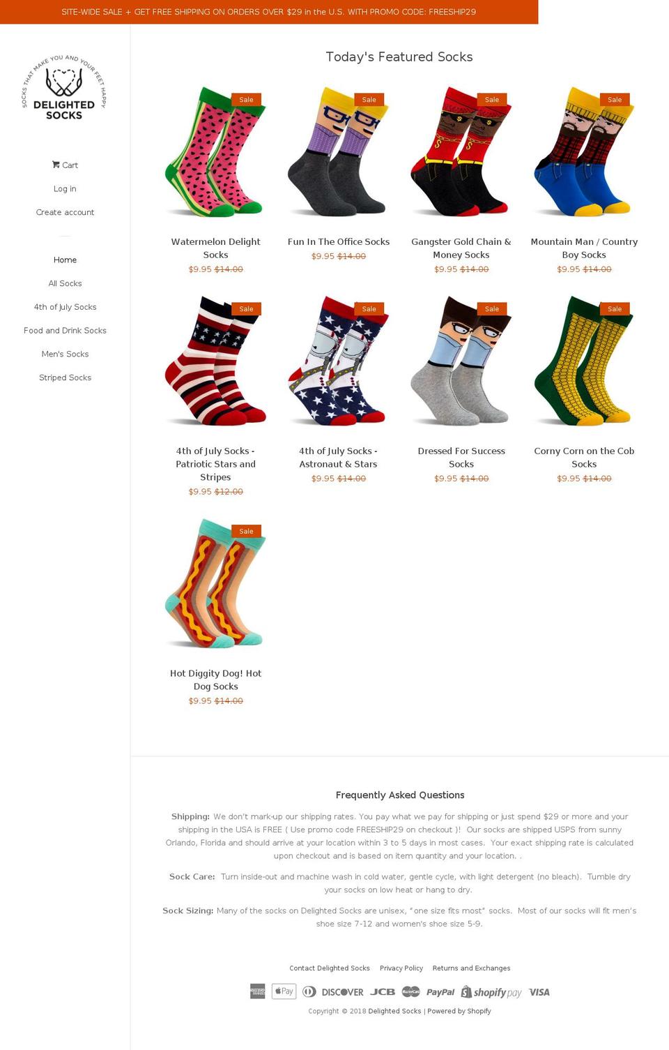 delightedsocks.com — Shopify storefront screenshot