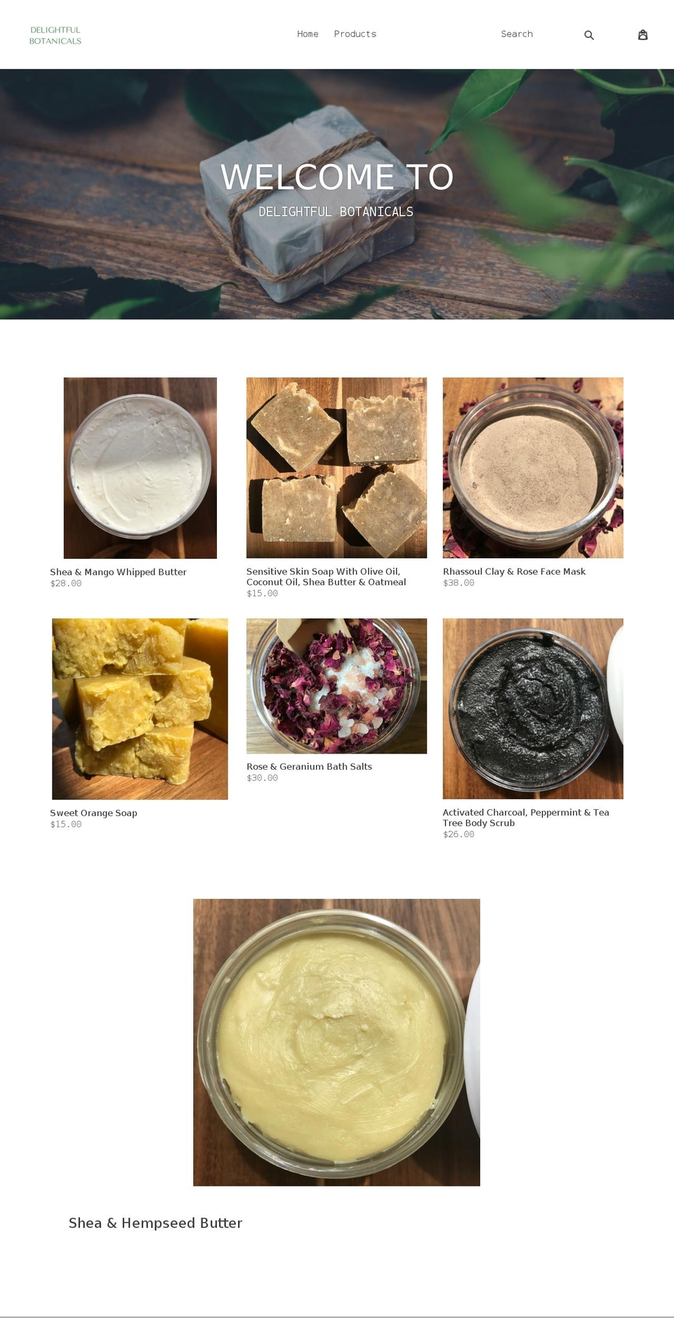 delightfulbotanicals.com shopify website screenshot