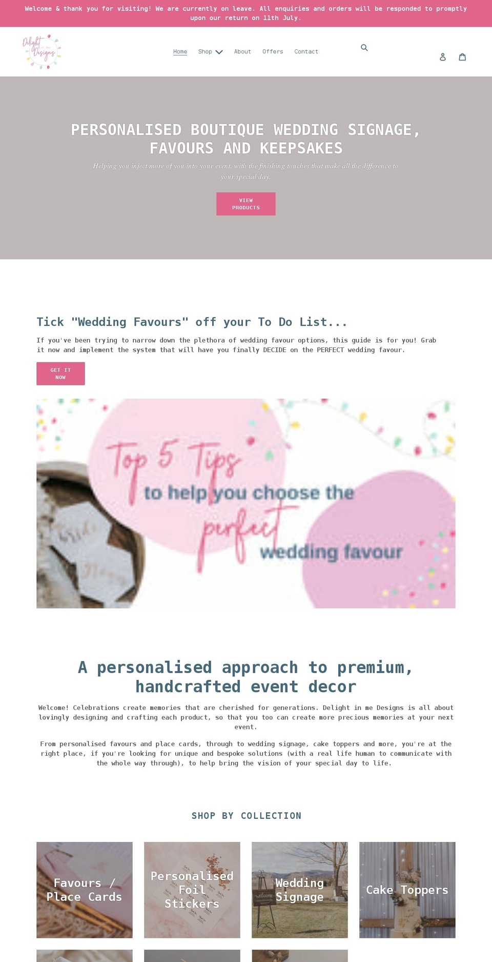 delightinmedesigns.com.au shopify website screenshot