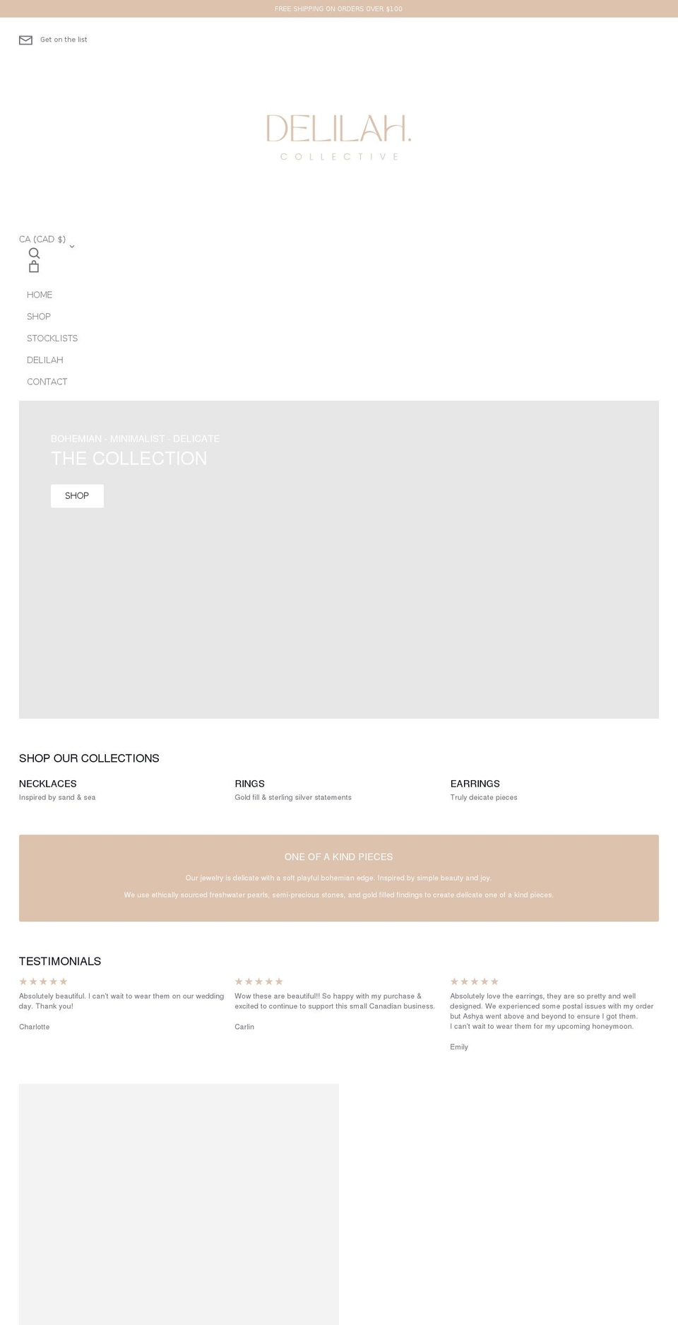 delilahcollective.com shopify website screenshot