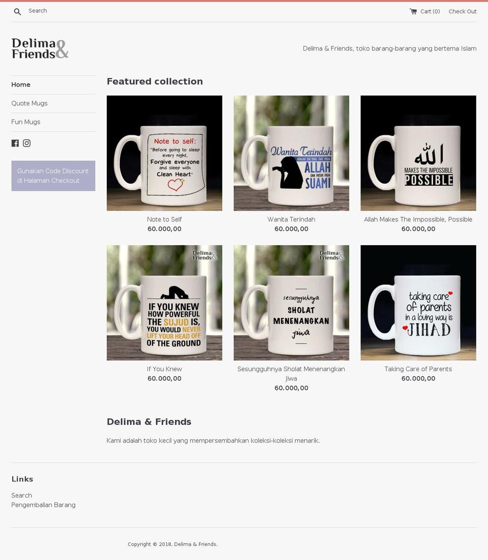 delimaandfriends.com — Shopify storefront screenshot