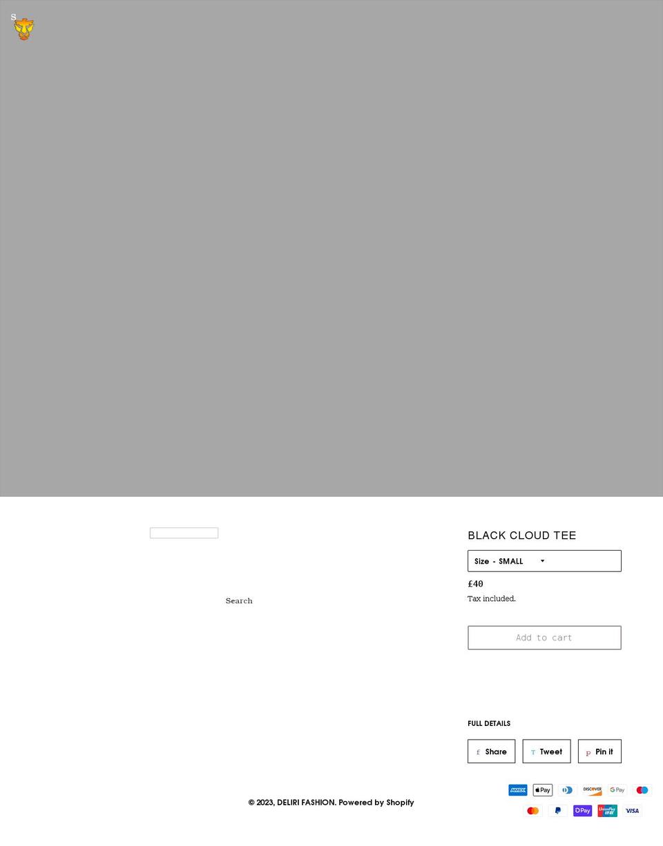 delirifashion.com shopify website screenshot