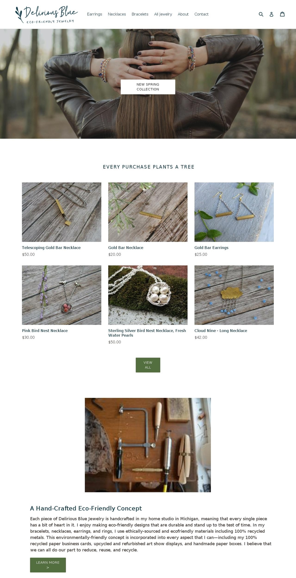deliriousbluejewelry.com — Shopify storefront screenshot