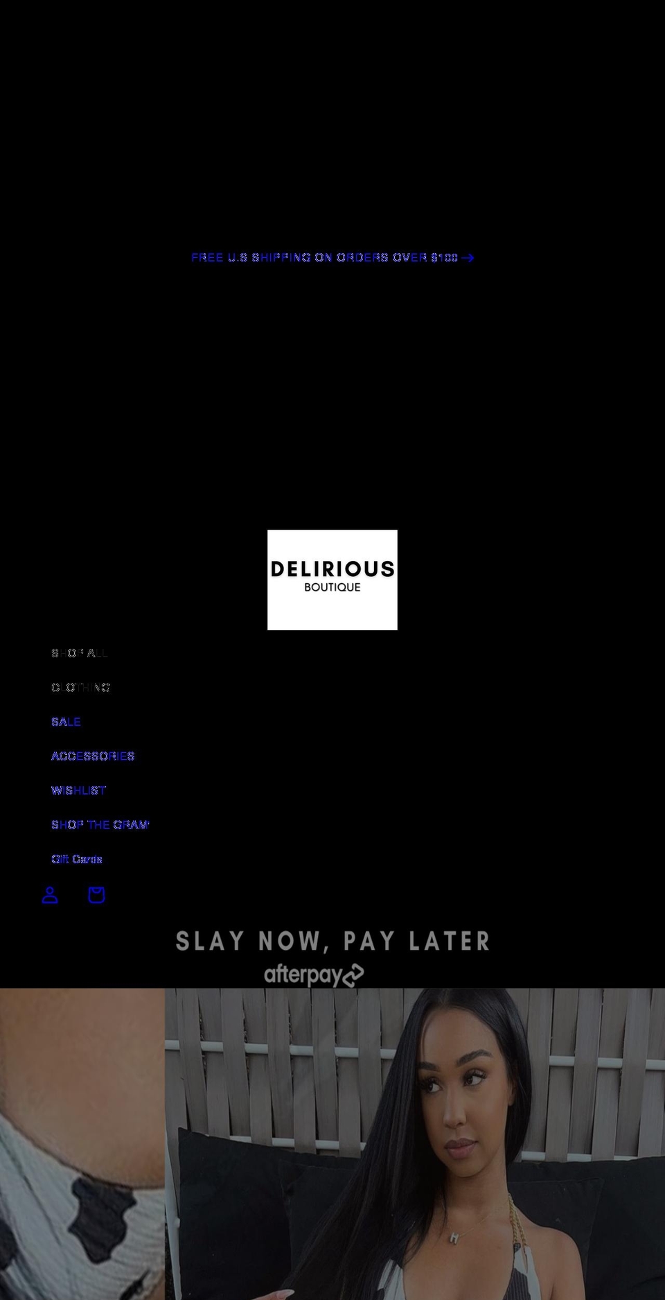 deliriousboutique.com shopify website screenshot