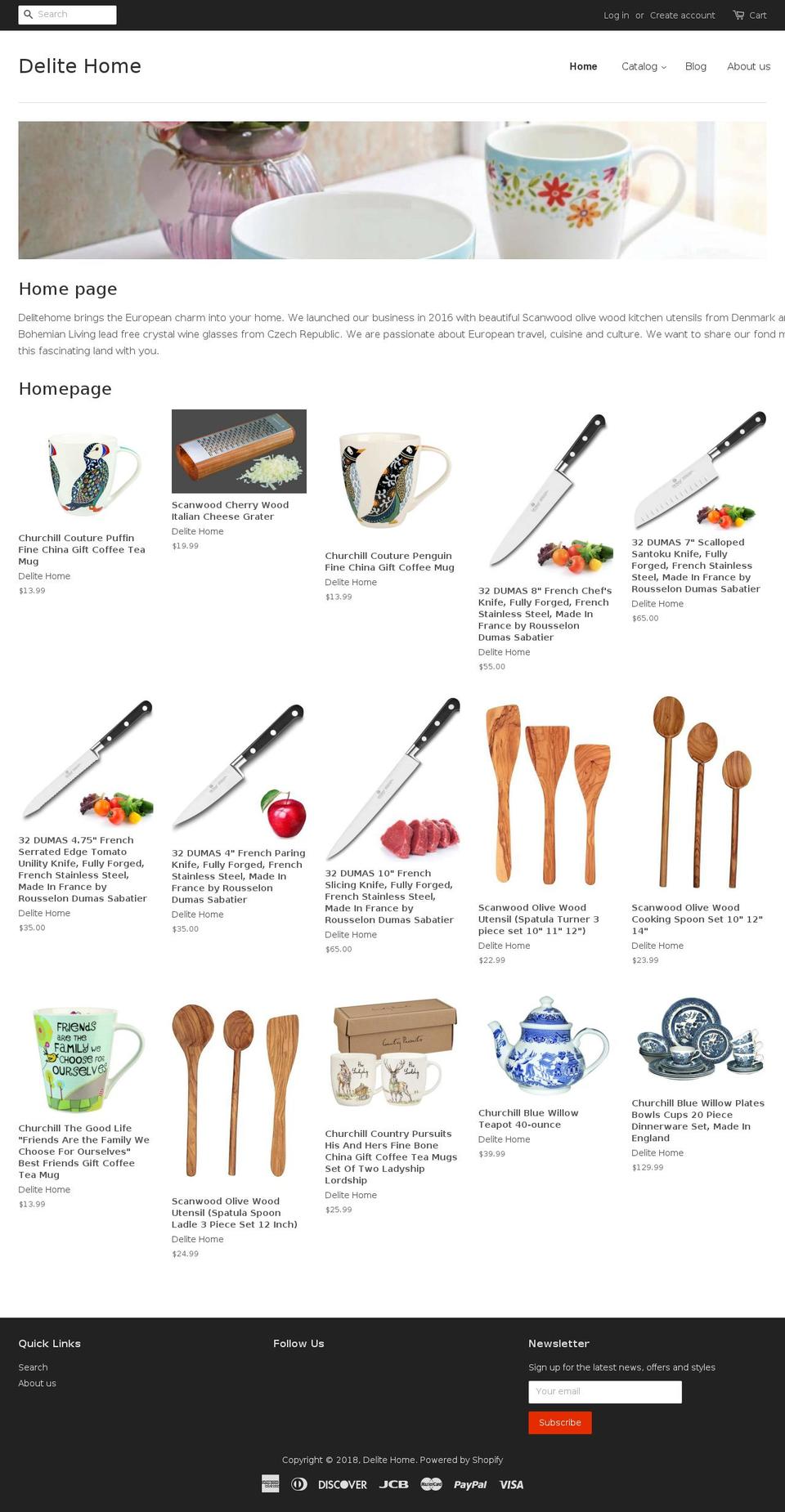 delitehome.com shopify website screenshot