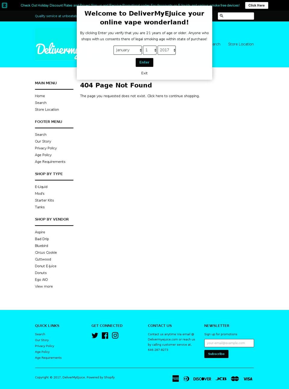 delivermyeliquid.com shopify website screenshot