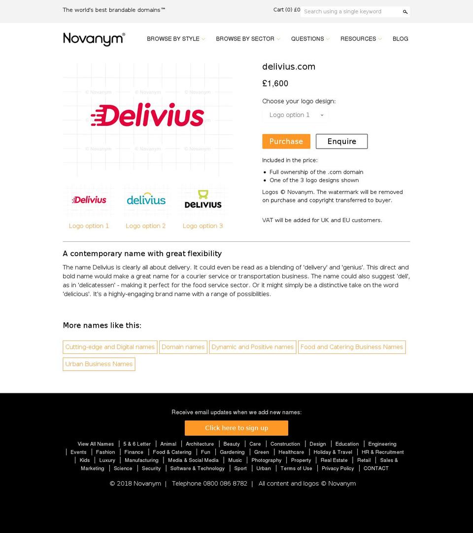 delivius.com — Shopify storefront screenshot
