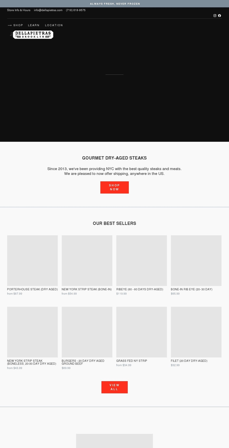 dellapietras.com shopify website screenshot