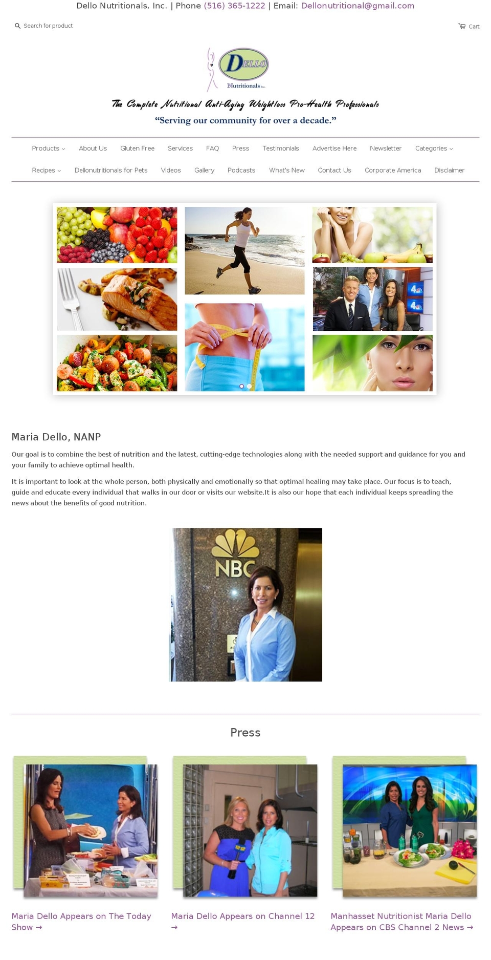 dellonutritionals.com shopify website screenshot