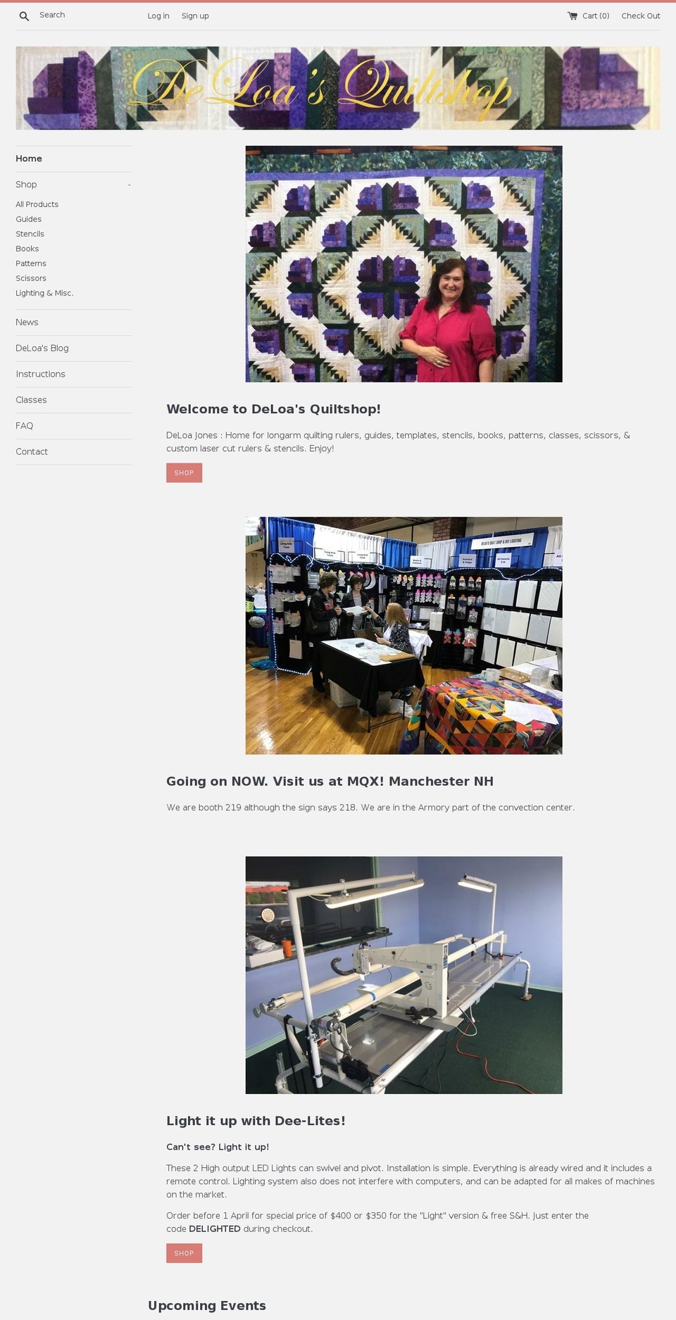 deloasquiltshop.com shopify website screenshot