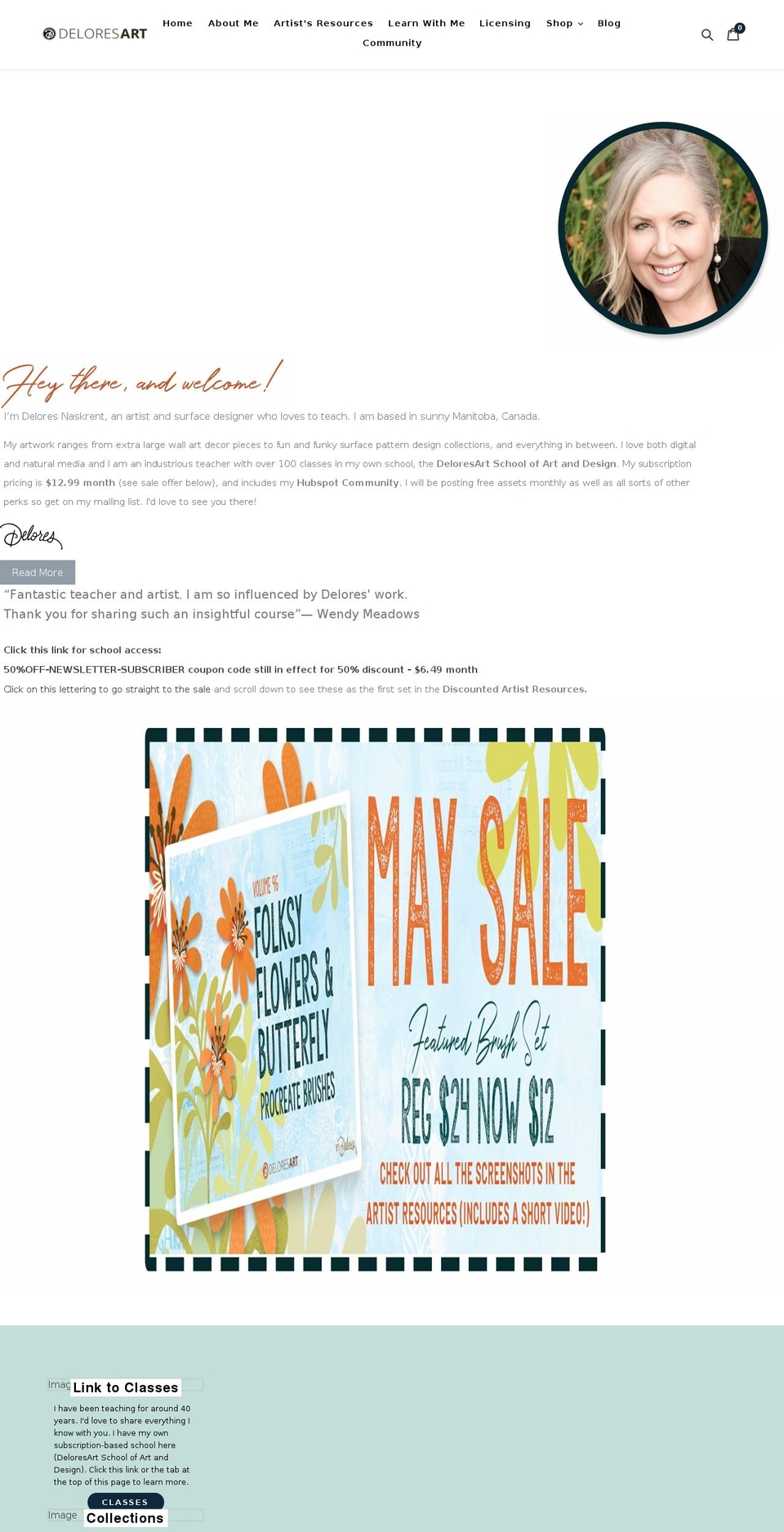 deloresart.ca shopify website screenshot
