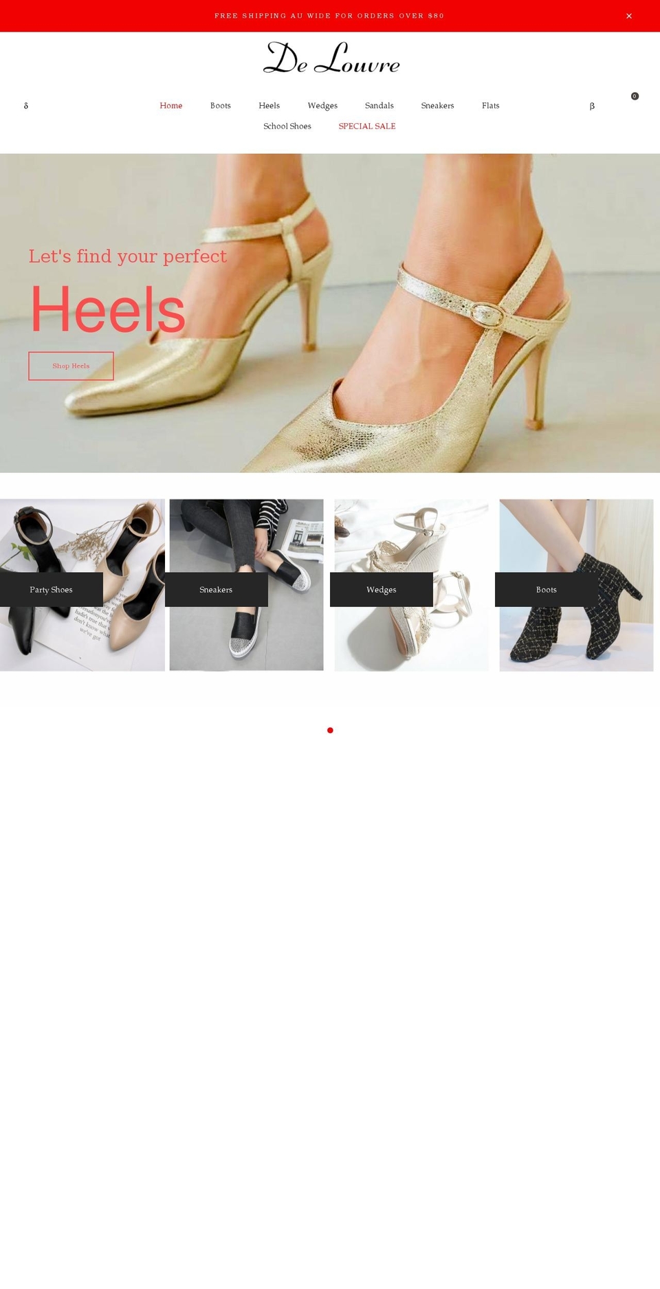 delouvreshoes.com.au shopify website screenshot