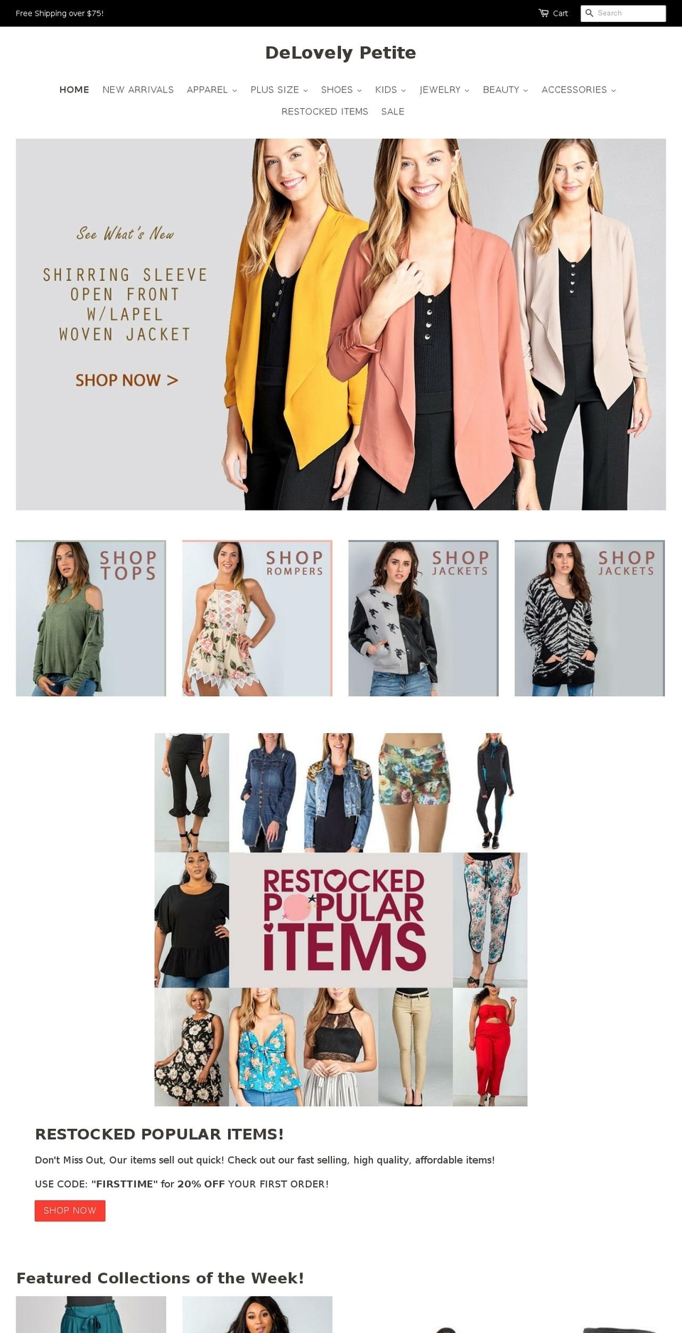 delovelypetite.com shopify website screenshot