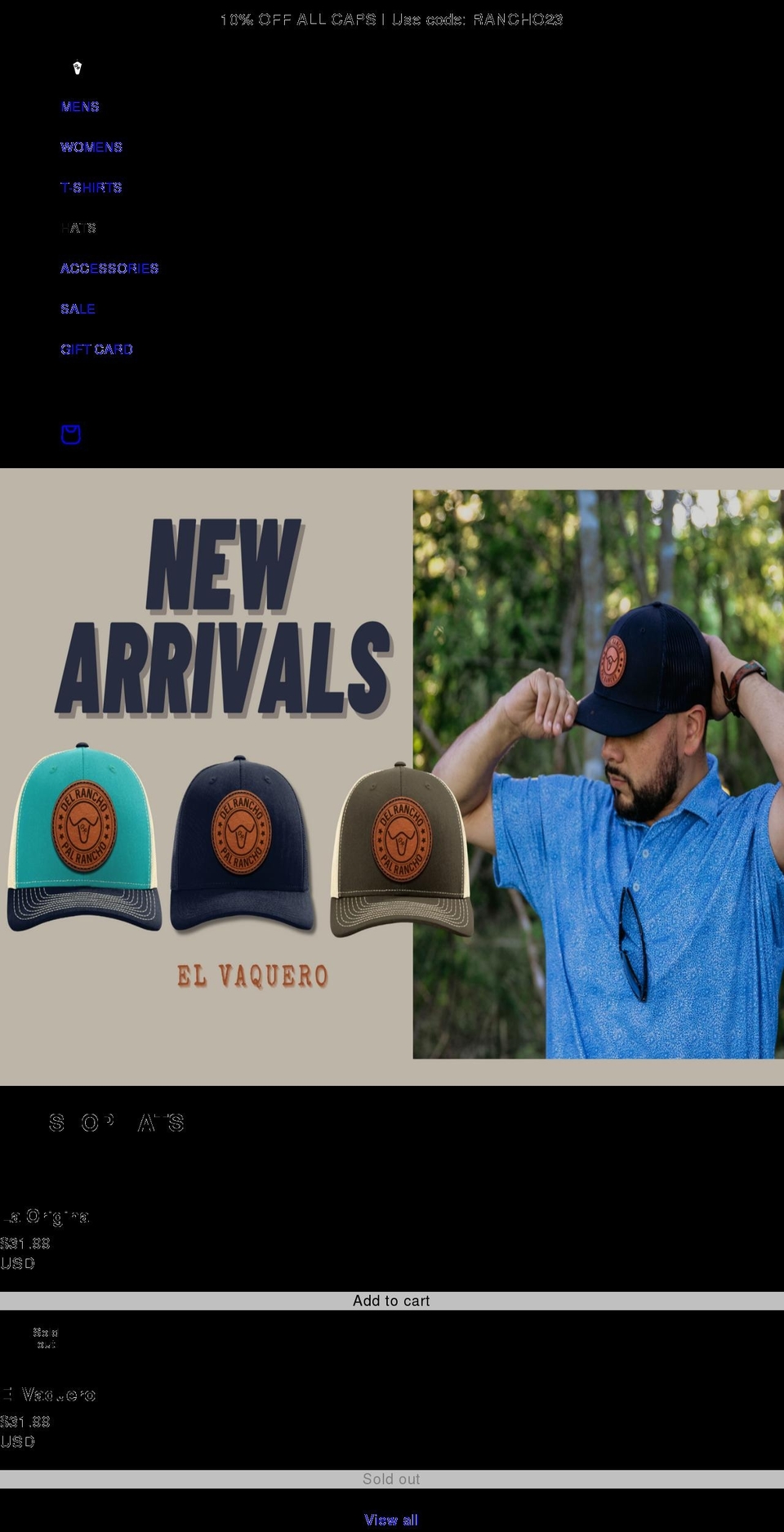 delranchowear.com shopify website screenshot