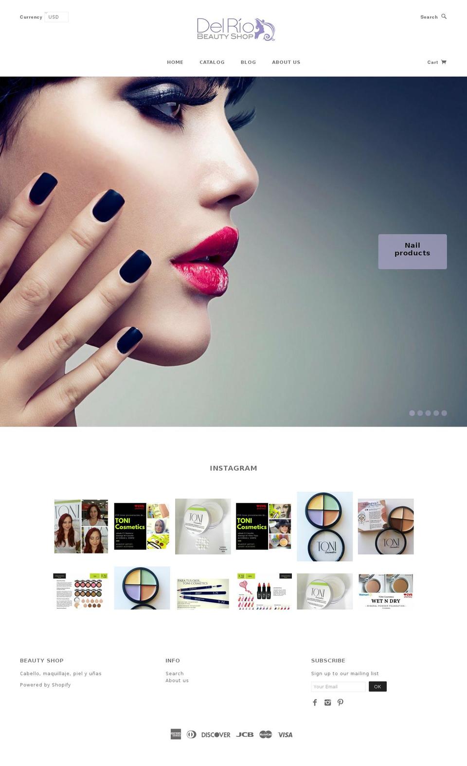 delriobeautyshop.com — Shopify storefront screenshot