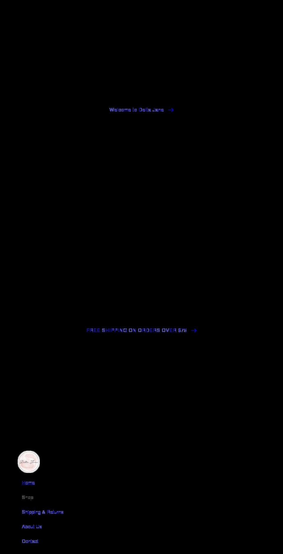 deltajane.com shopify website screenshot