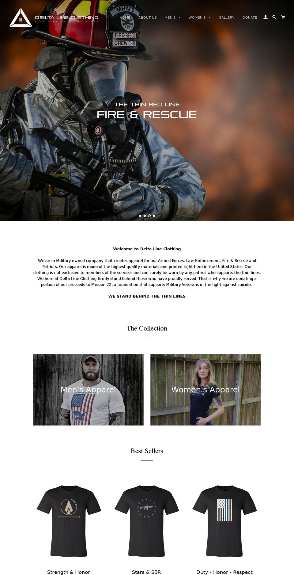 deltalineclothing.com shopify website screenshot