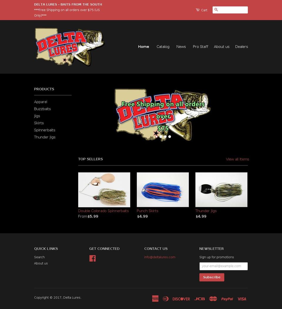 deltalures.com shopify website screenshot