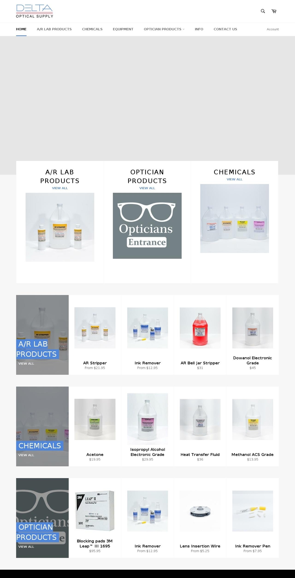 deltaopticalsupply.com shopify website screenshot