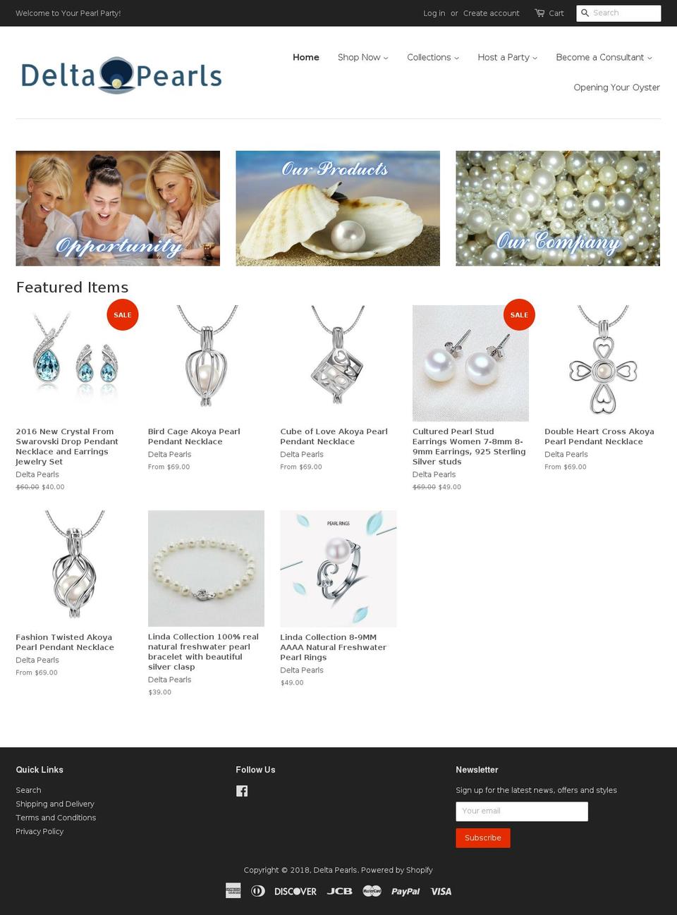 deltapearls.com shopify website screenshot