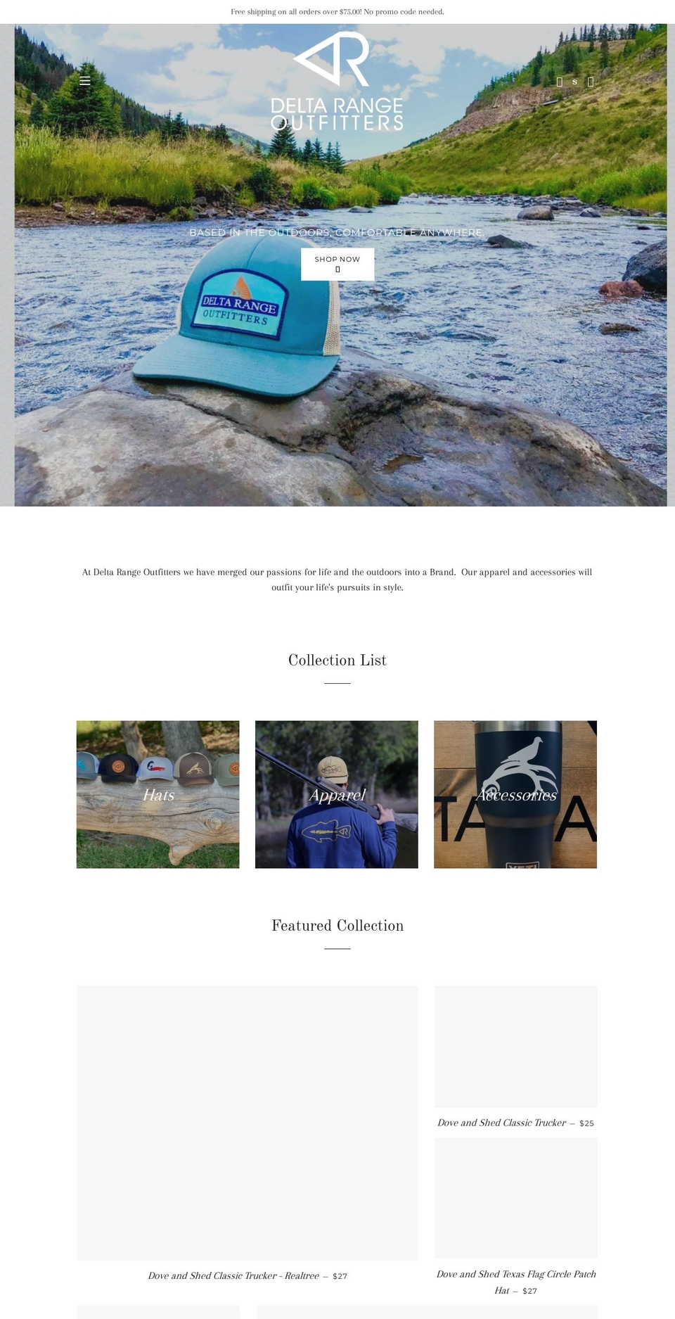 deltarangeoutfitters.com — Shopify storefront screenshot