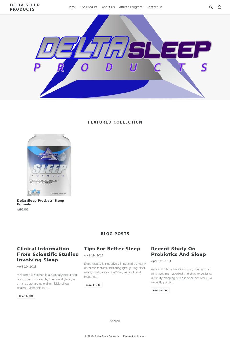 deltasleepproducts.com — Shopify storefront screenshot