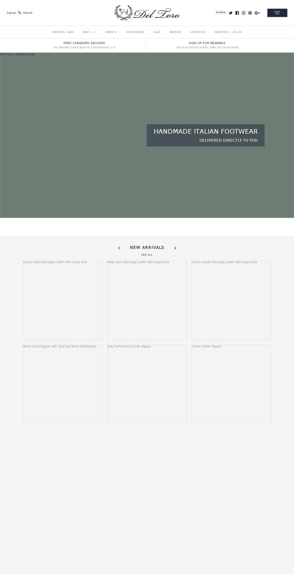 deltoroshoes.com — Shopify storefront screenshot