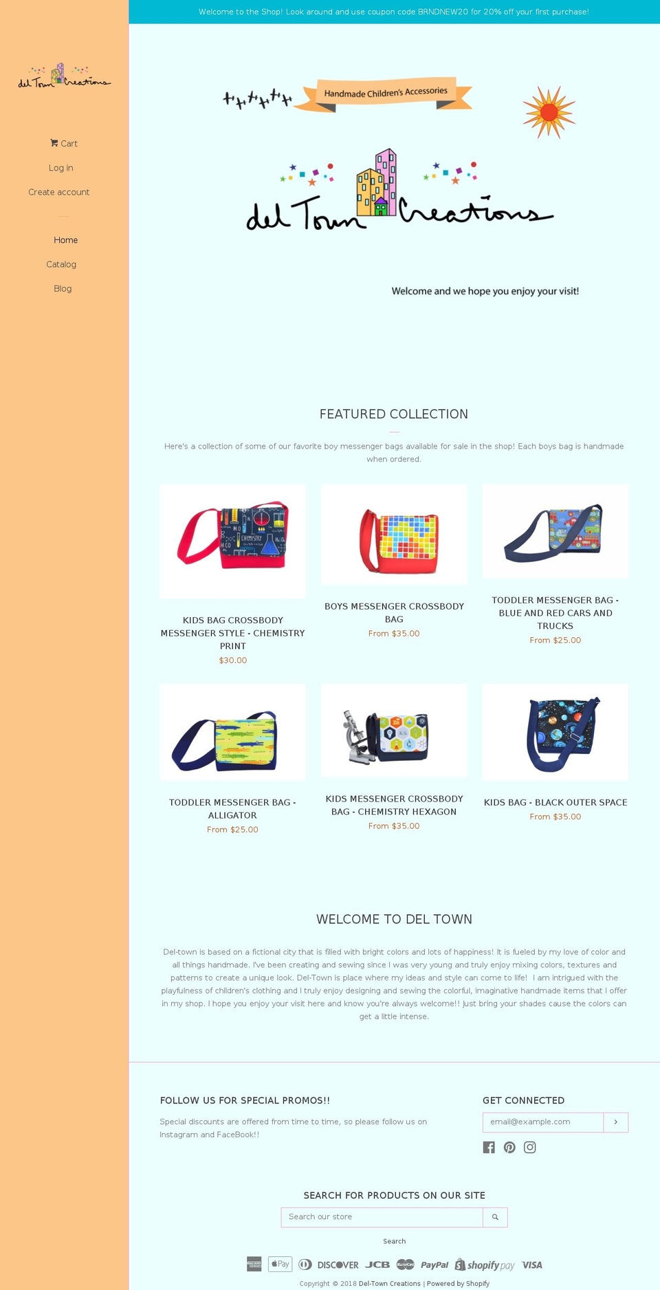 deltowncreations.com shopify website screenshot