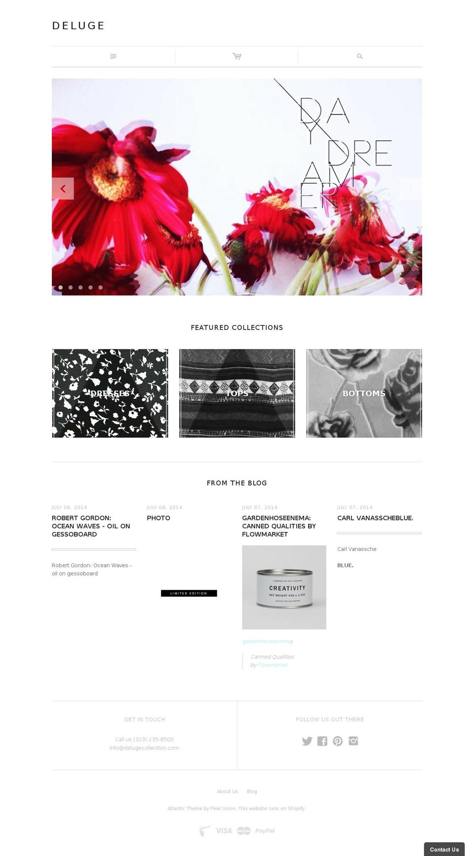 delugecollection.com shopify website screenshot