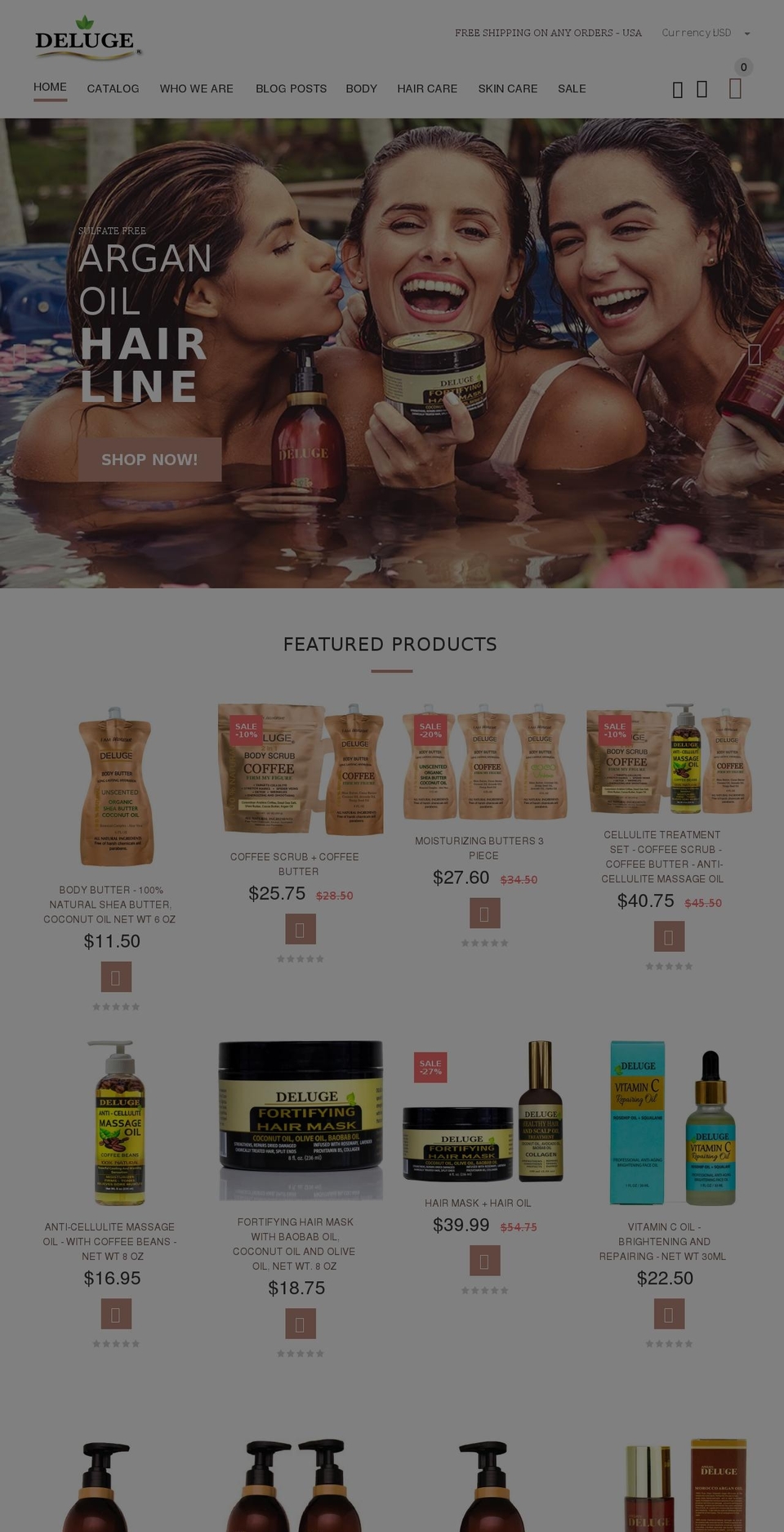 delugecosmetics.com shopify website screenshot