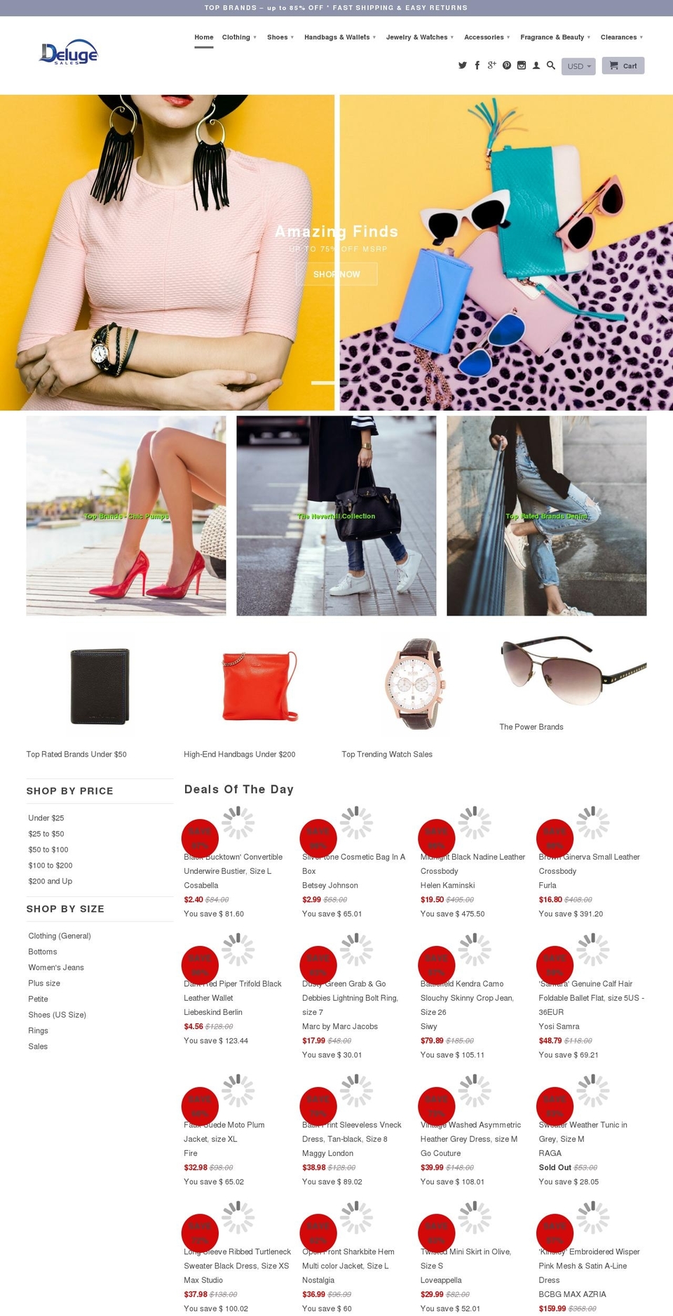 delugesales.com shopify website screenshot