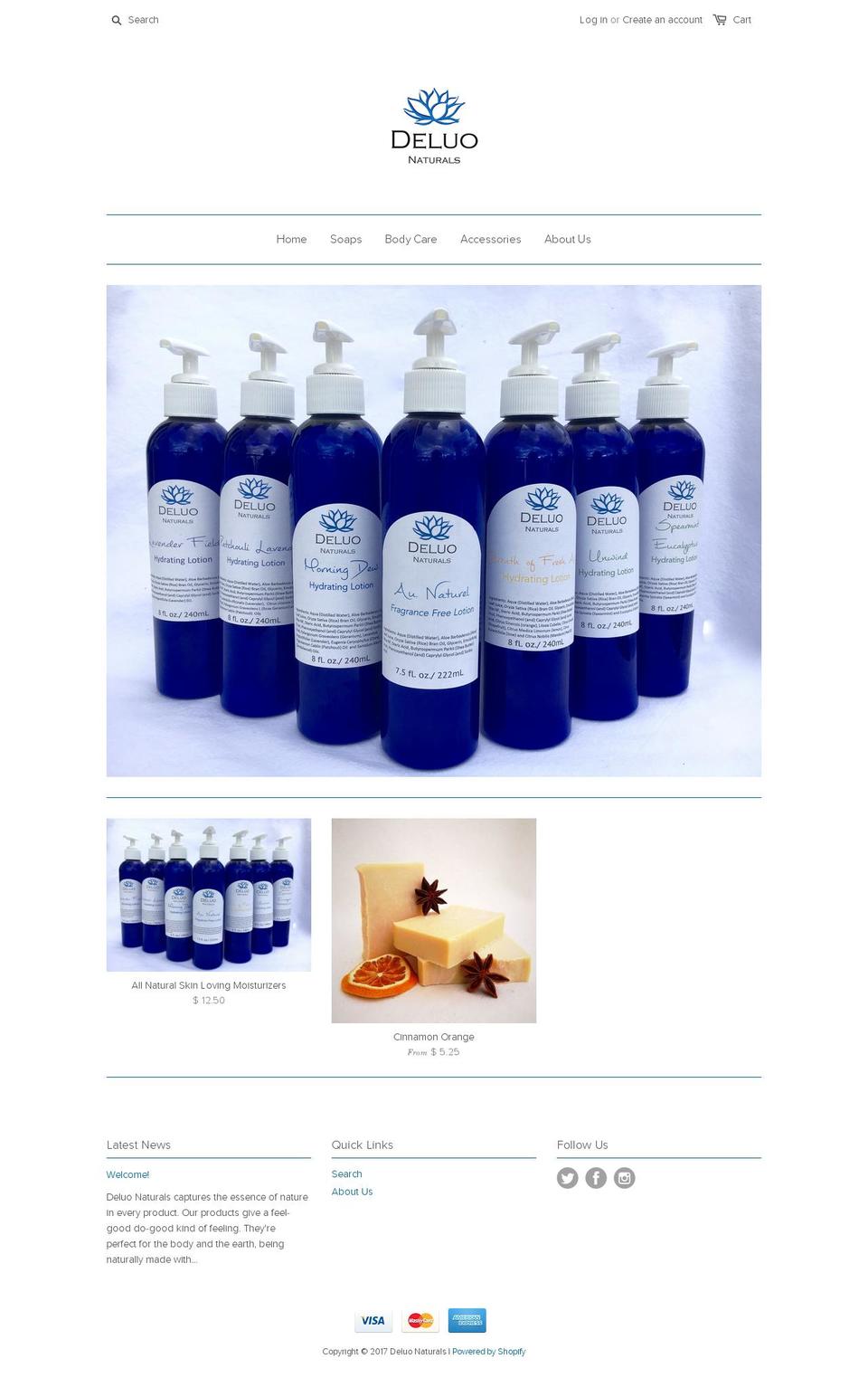 deluonaturals.com shopify website screenshot