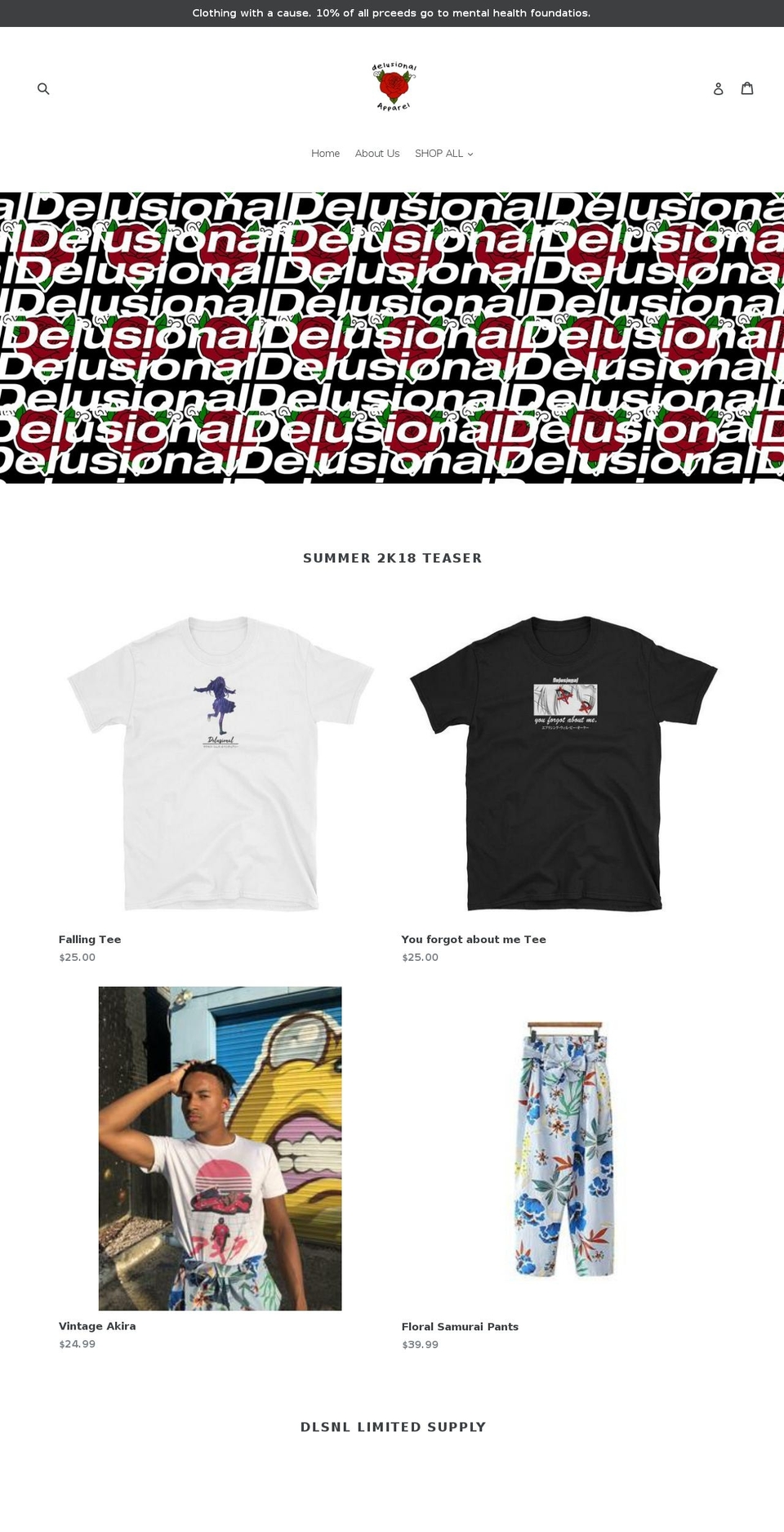 delusionalapparel.com — Shopify storefront screenshot