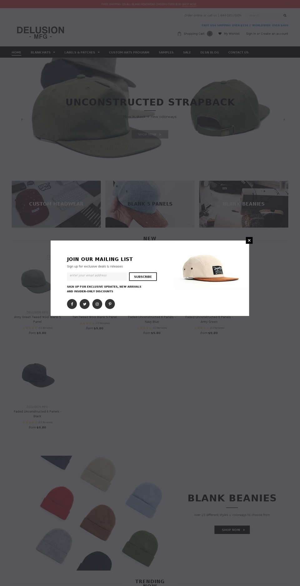 delusionmfg.com shopify website screenshot
