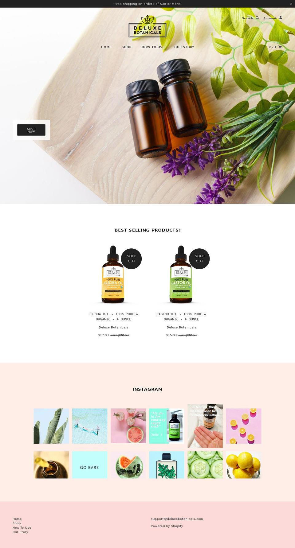deluxebotanicals.com — Shopify storefront screenshot