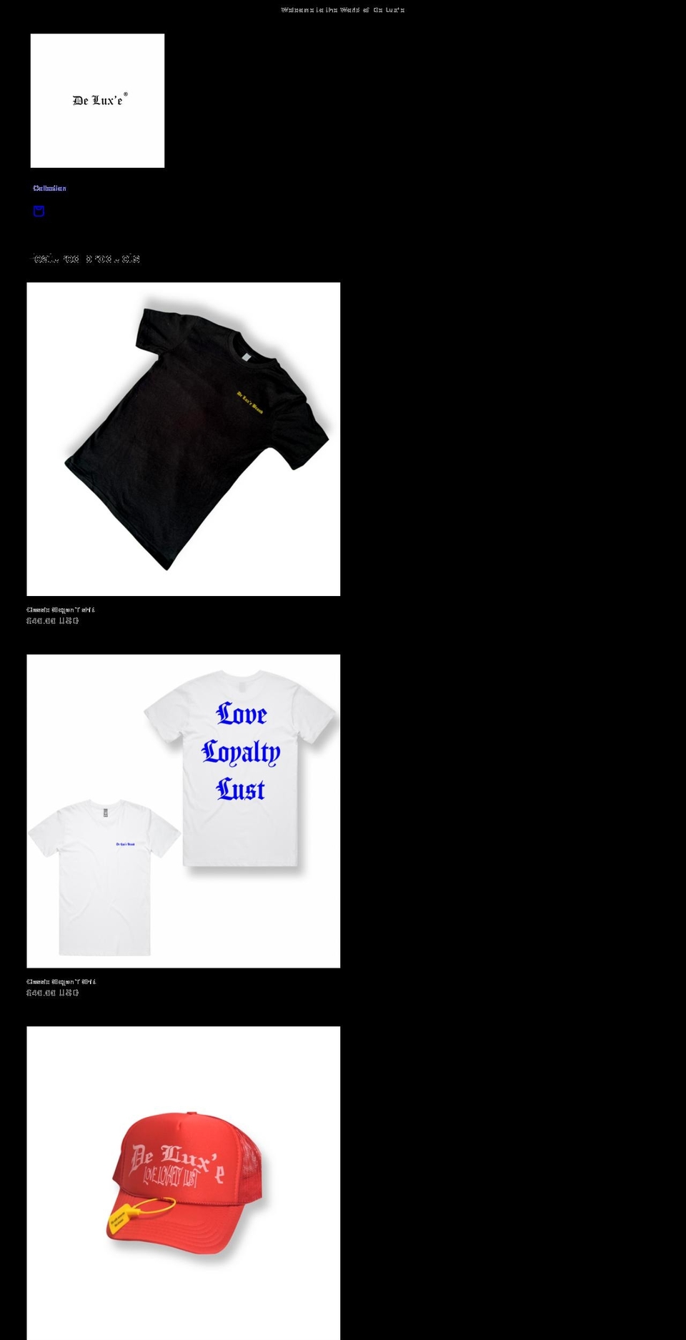 deluxebrandcapsusa.com shopify website screenshot