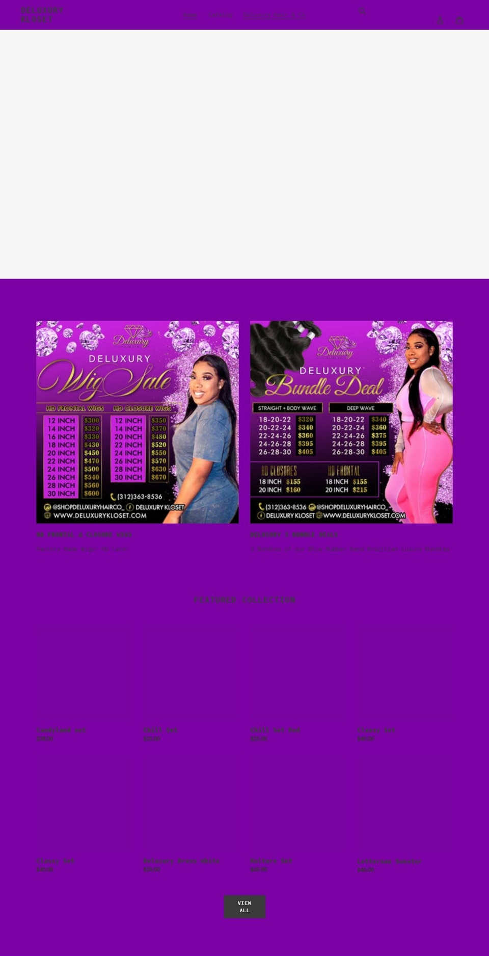 deluxurykloset.com shopify website screenshot